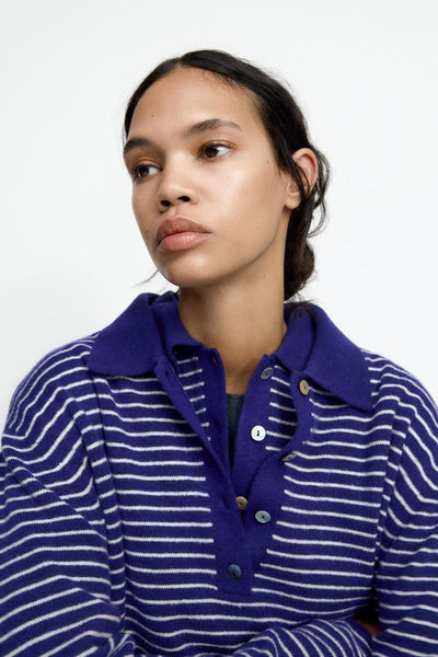 PULL POLO EN MAILLE À RAYURES