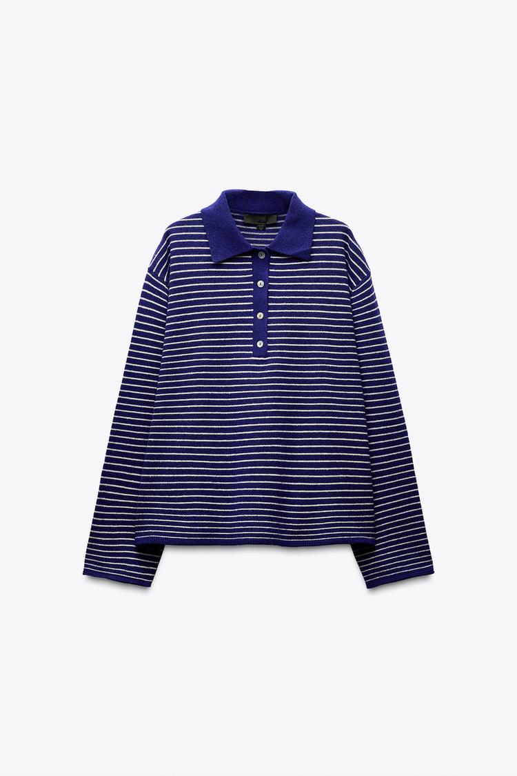 PULL POLO EN MAILLE À RAYURES