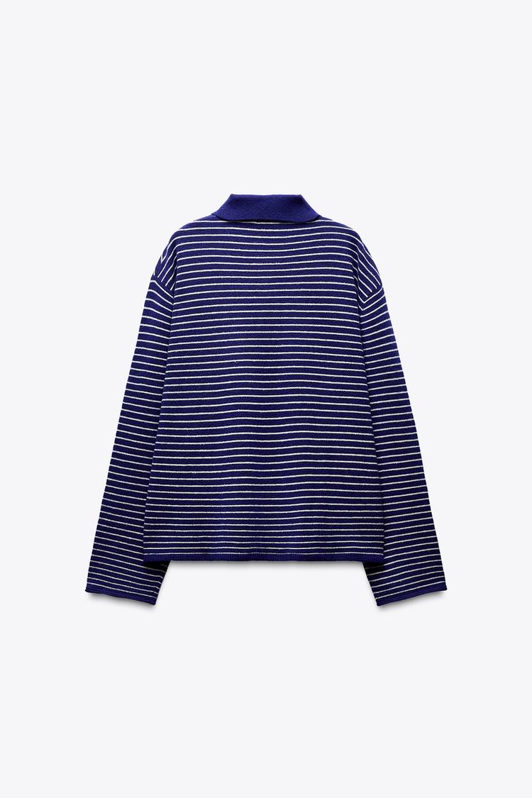 PULL POLO EN MAILLE À RAYURES