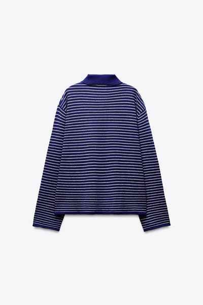 PULL POLO EN MAILLE À RAYURES