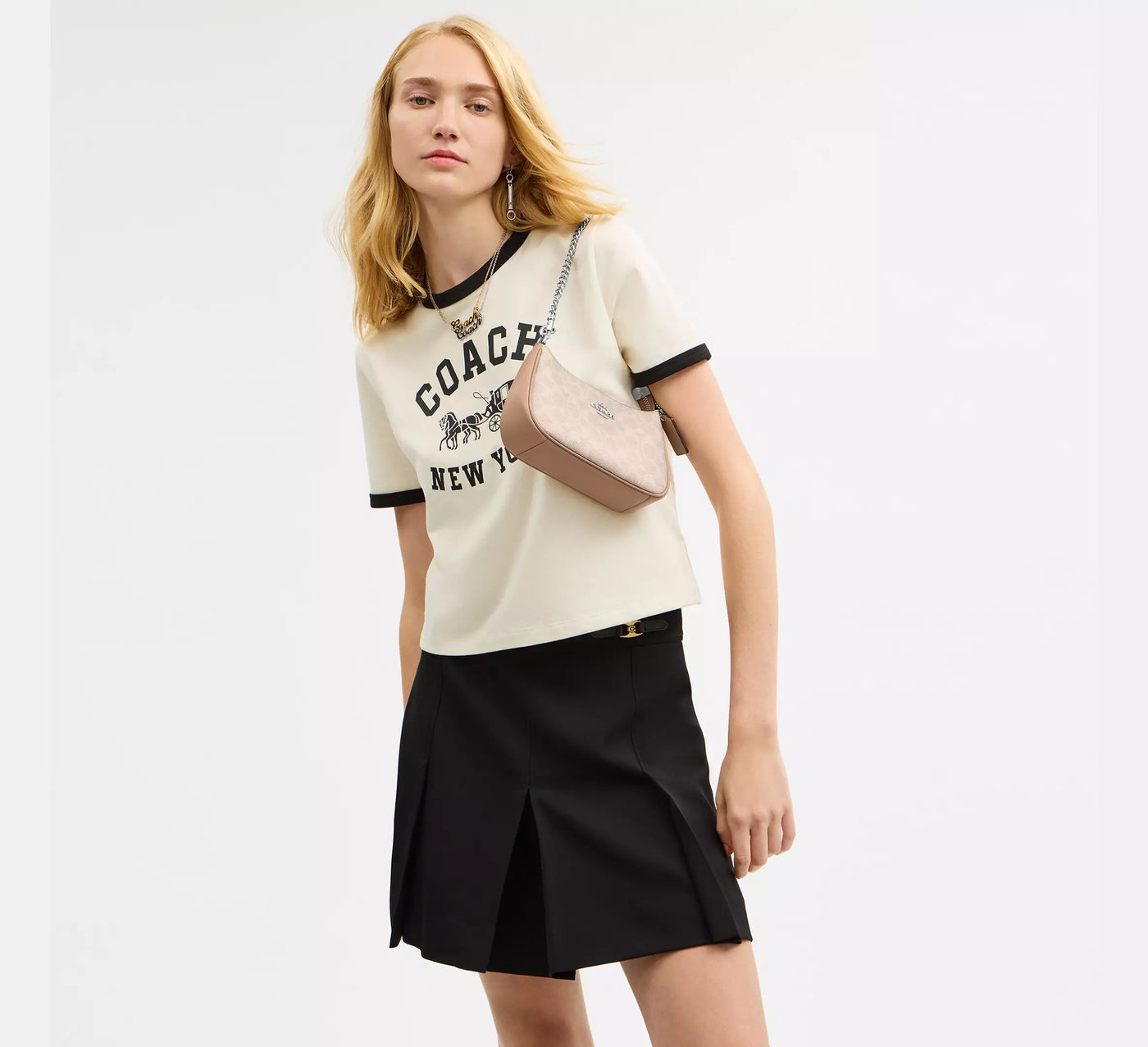 Mini sac bandoulière Teri Toile Sable Coach