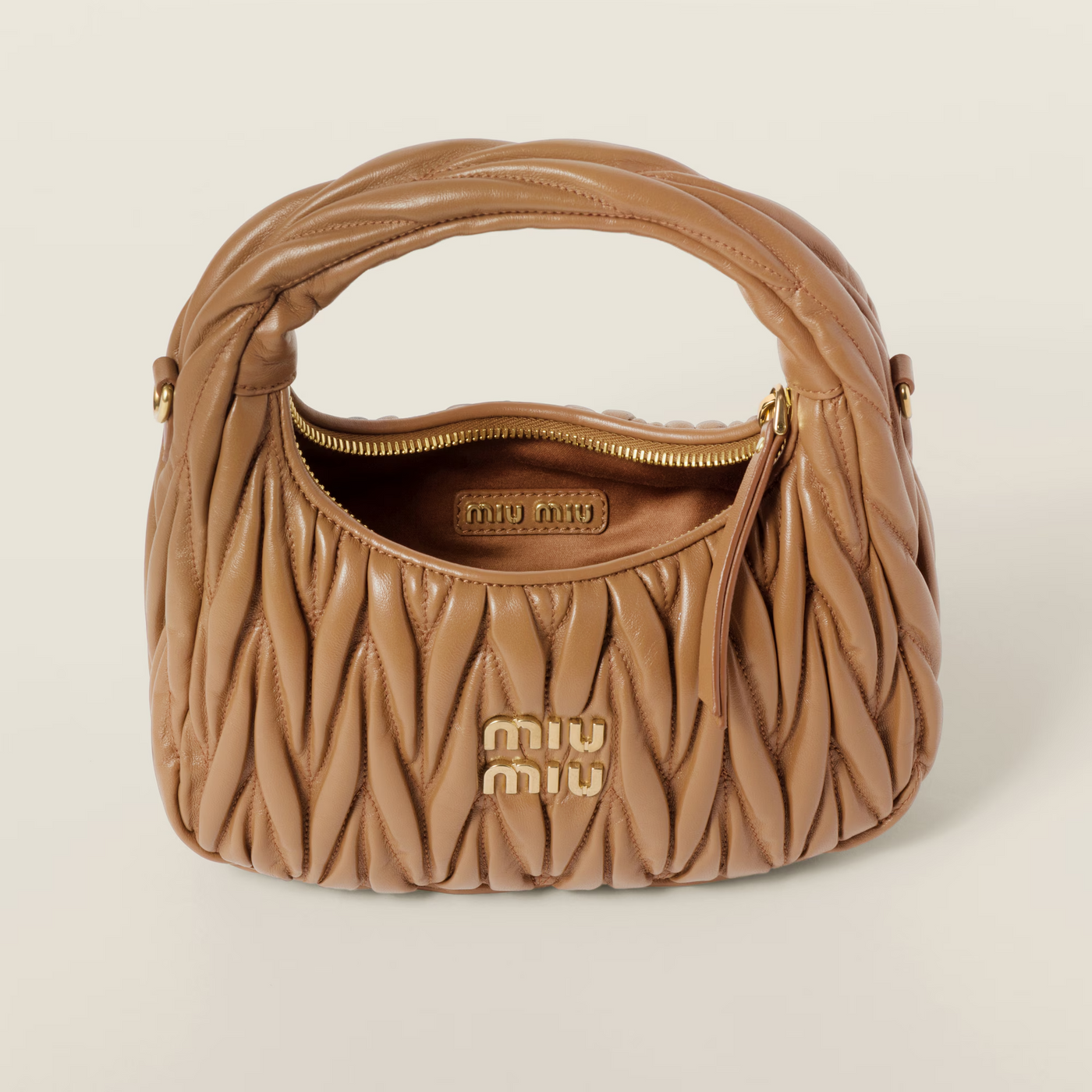 Mini sac Hobo MiuMiu Marron