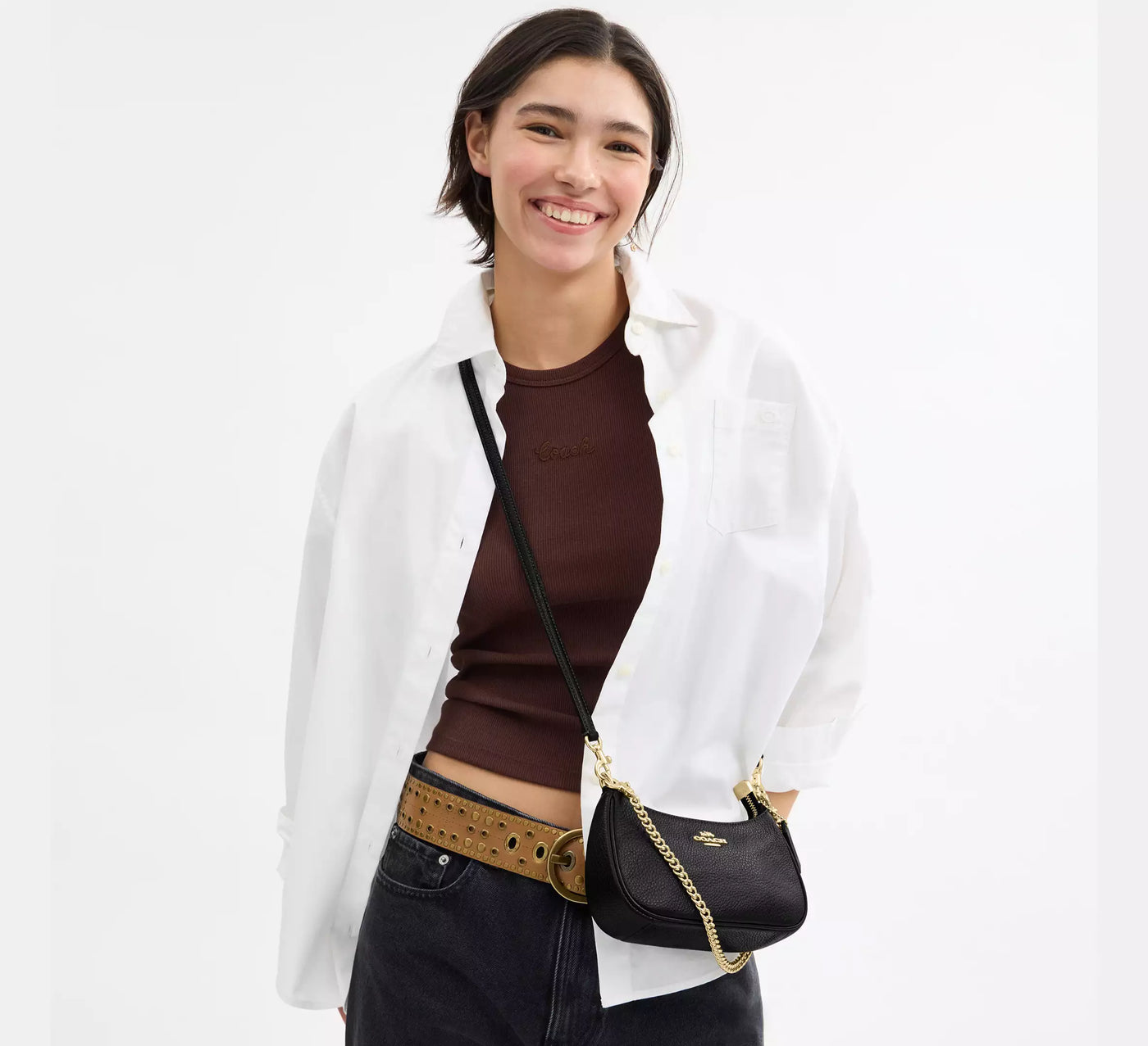 Mini sac bandoulière Teri Noir Coach